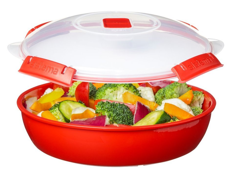 Sistema 1118 Microwave Cookware Round Dish/Plate, Red N3