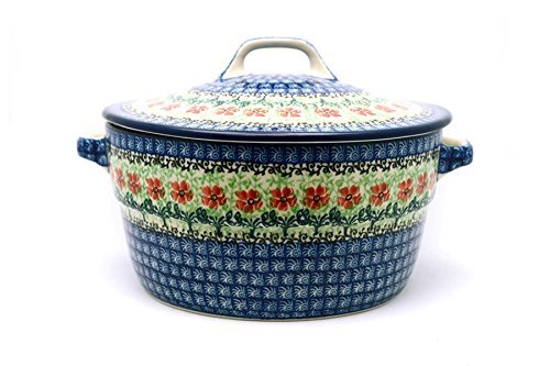 Polish Pottery Baker - Round Covered Casserole - Maraschino