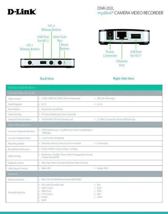 D-Link Camera Video Recorder mydlink-Enabled (DNR-202L) N5