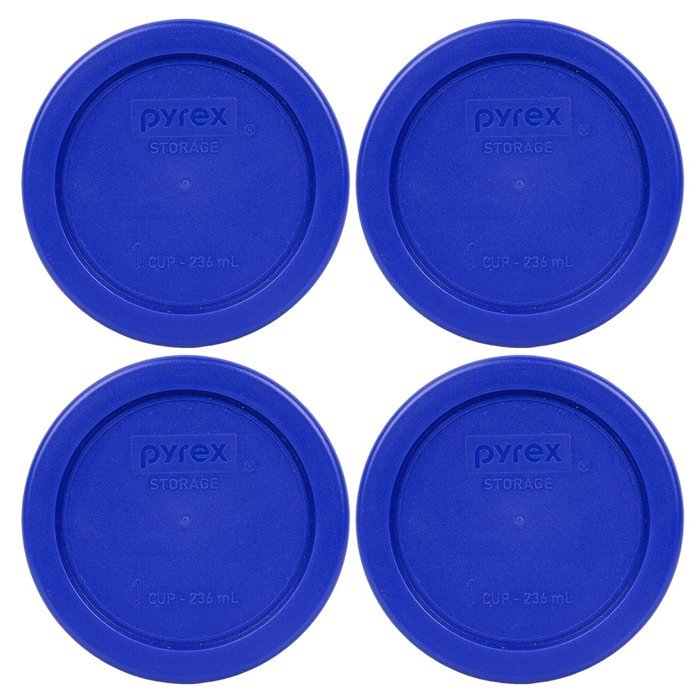 Pyrex 7202-PC Round 1 Cup Storage Lid for Glass Bowls (4, Cobalt Blue)