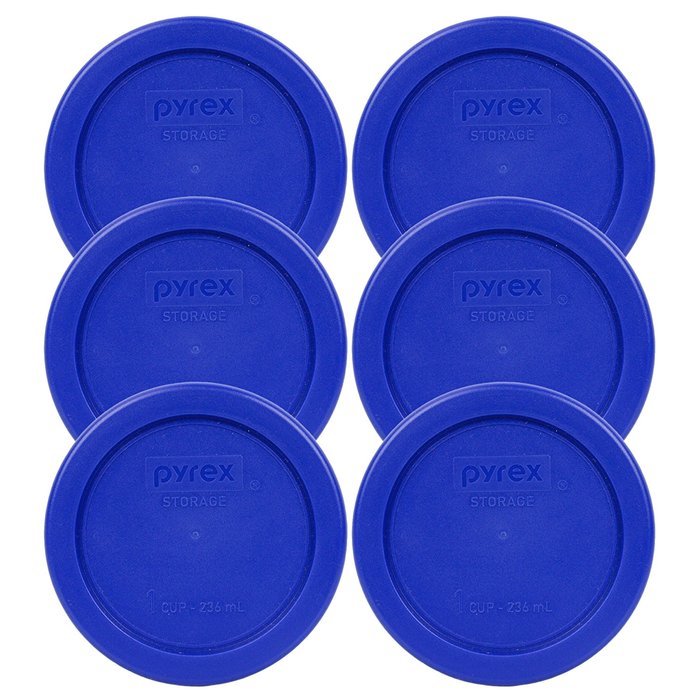 Pyrex 7202-PC Round 1 Cup Storage Lid for Glass Bowls (4, Cobalt Blue) N3