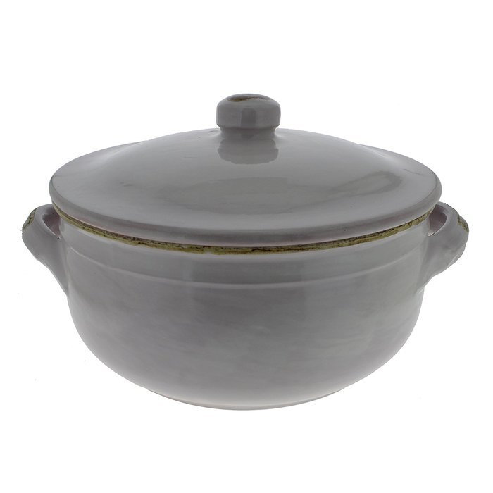 French Home 4.25-quart White Stoneware Two Handle Lidded Pot