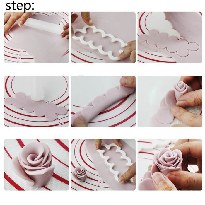 Zicome Decorating Cake Rose Cutter Flower Maker, Set of 3, Assorted Sizes N6