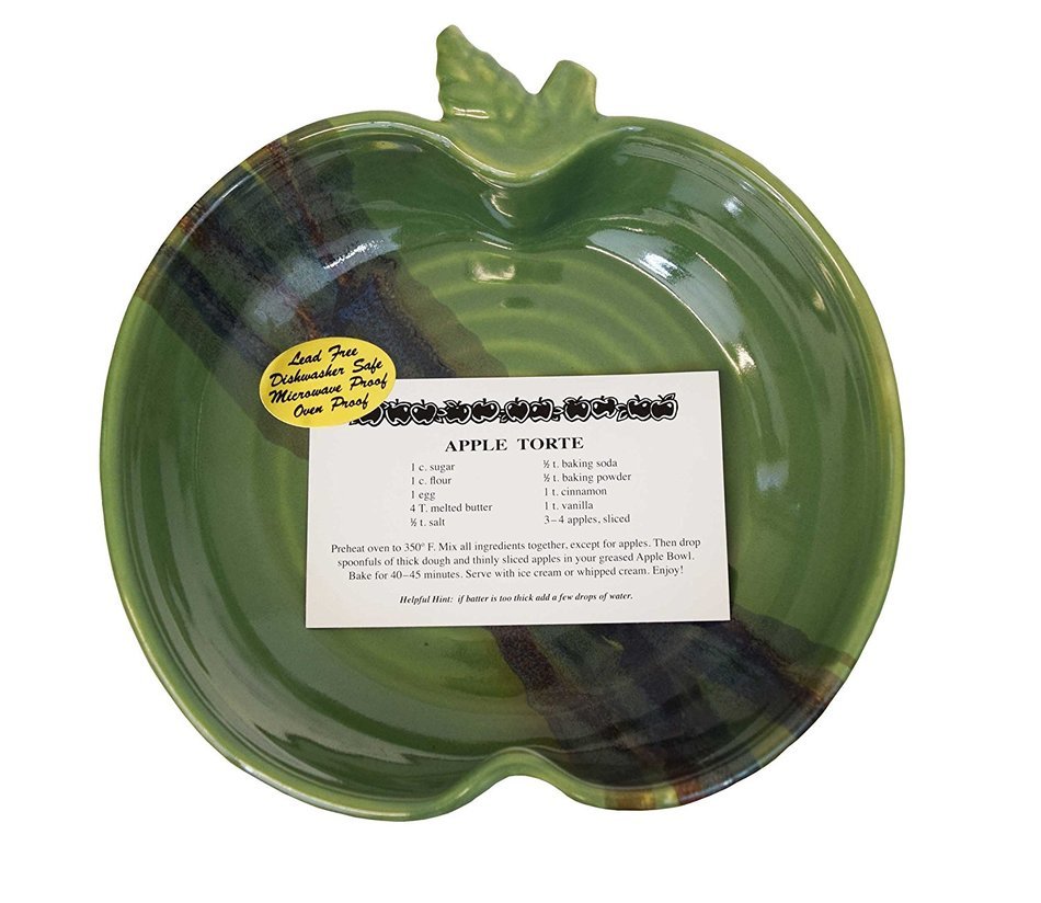 Clay In Motion Handmade Ceramic Apple Torte Baking Dish - Misty Green