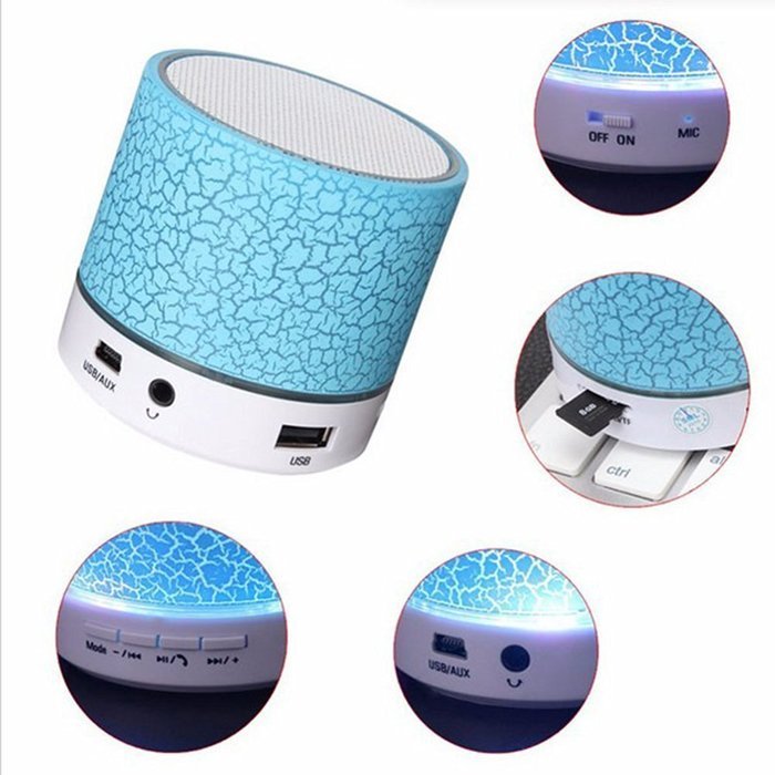 Hipipooo Mini LED Wireless Bluetooth Speaker Cracked Layer USB/TF Card/FM Music Sound Box Subwoofer with Colorful... N2