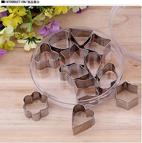 EdiMoM Brand; Mini Cookie Chocolate Cutters Set Geometry Shapes (12 Pieces) N4