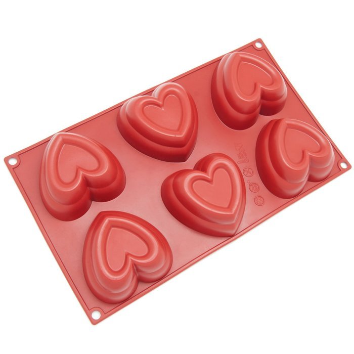 Freshware SM-110RD 12-Cavity Silicone Mini Valentine Heart Muffin, Brownie, Cornbread, Cheesecake, Pudding, Jello... N3