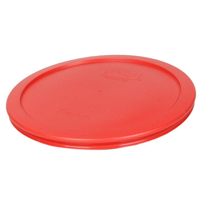 Pyrex 7402-PC Red Round Storage Replacement Lid Cover fits 6 & 7 Cup 7" Dia. Round (2-Pack) N3