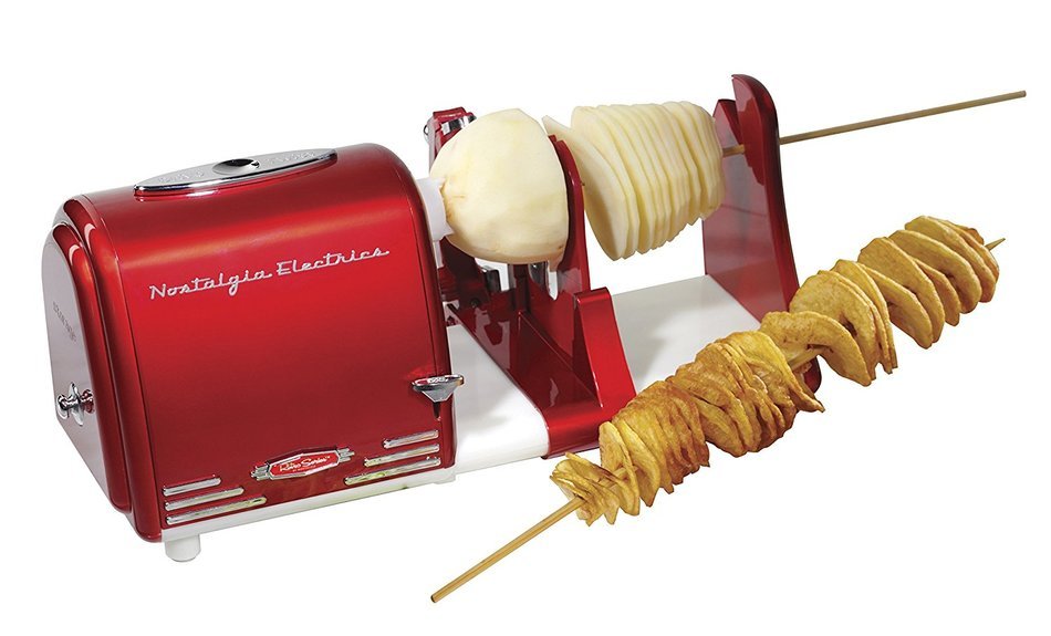 Nostalgia PT300RETRORED Retro Series Spiral Twister, Peeler & Potato Chip on a Stick Maker