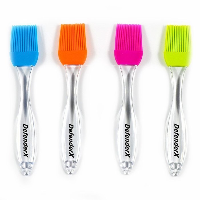 Silicone Brush - DefenderX 7.5 Inch (Set of 4 Color), Dishwasher Safe, Soft and Flexible - Won't Chip Crack Dent...