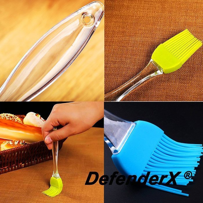 Silicone Brush - DefenderX 7.5 Inch (Set of 4 Color), Dishwasher Safe, Soft and Flexible - Won't Chip Crack Dent... N4