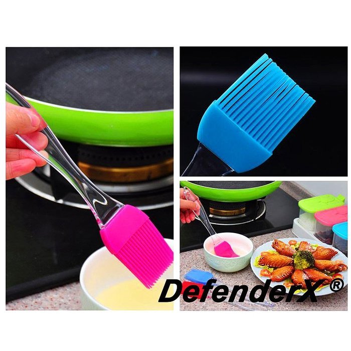 Silicone Brush - DefenderX 7.5 Inch (Set of 4 Color), Dishwasher Safe, Soft and Flexible - Won't Chip Crack Dent... N5