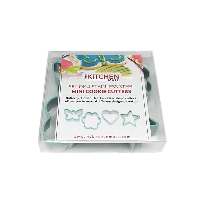 My Kitchen Mate Stainless Steel Cookie Cutter Set 4 Piece Mini Heart Flower Butterfly & Star Biscuit Cutters-Sandwich... N2