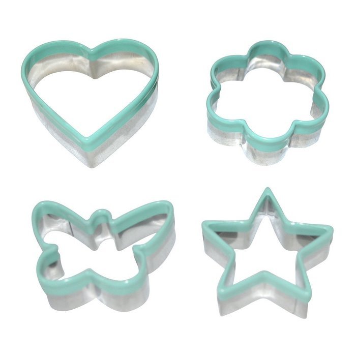 My Kitchen Mate Stainless Steel Cookie Cutter Set 4 Piece Mini Heart Flower Butterfly & Star Biscuit Cutters-Sandwich... N8
