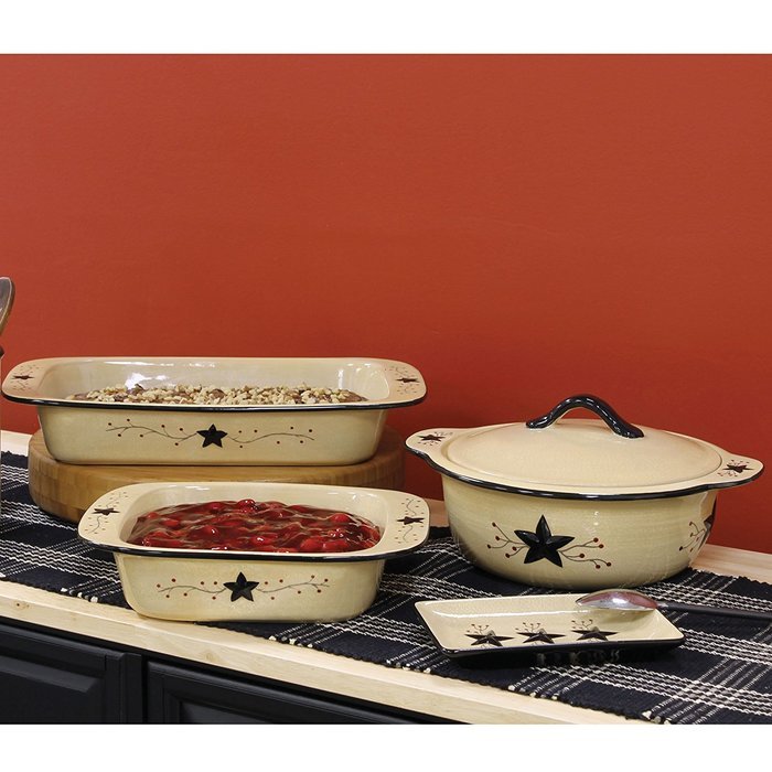 Star Vine Primitive Style Rectangular 13x9 Baking Pan Cooking Dish Park Designs