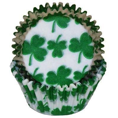 CLEARANCE FREE STANDARD SHIPPING - 24 Saint Patricks Day Green Shamrock Baking Cups Cupcake Liners - for Muffins...