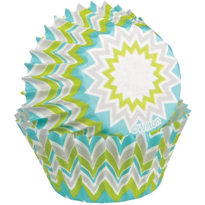 Wilton Baking Cups, Mini, Lime Chevron, 100-Pack