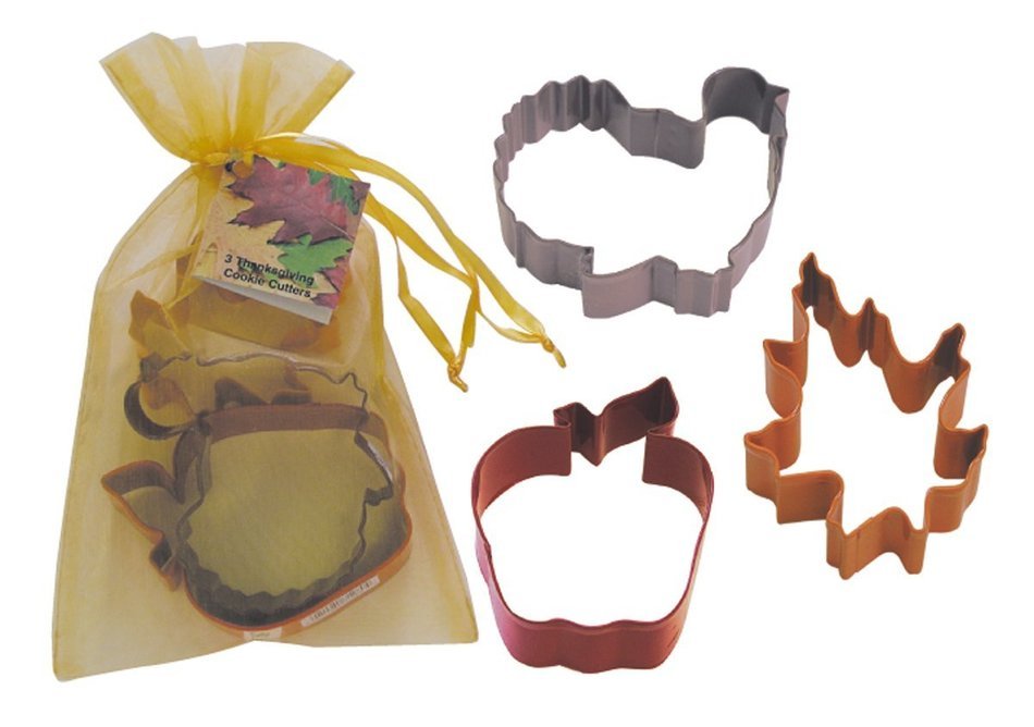 R & M Industries Gift Packed 3 Piece Cookie Cutter Thanksgiving Set, Multicolor