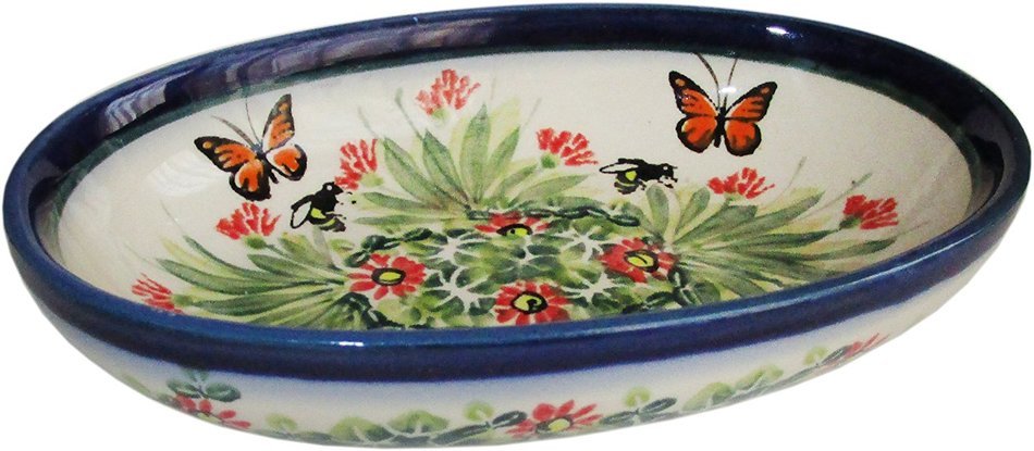 Boleslawiec Stoneware - Polish Pottery Small Oval Baker - "Eva's Collection" Spring