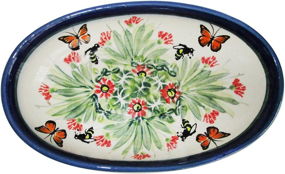 Boleslawiec Stoneware - Polish Pottery Small Oval Baker - "Eva's Collection" Spring N2