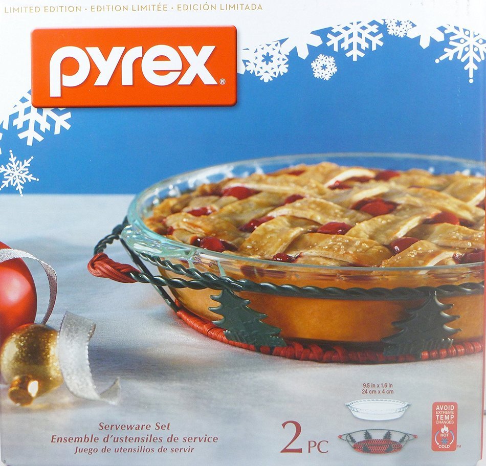 Pyrex 9 5 pie plate limited edition 2 pc christmas serveware set pie