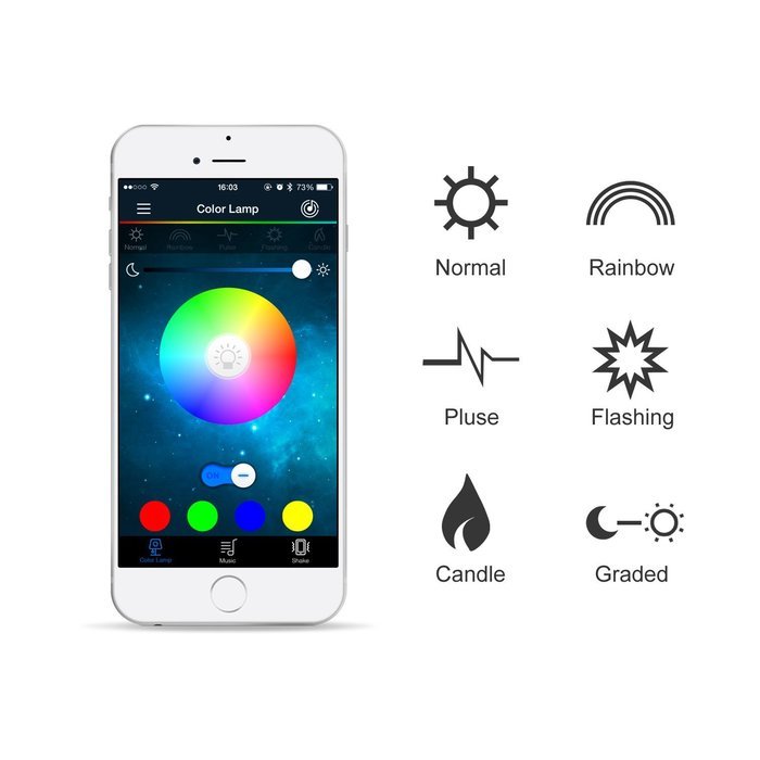 Alrite LED RGB Color Bulb Light E27 Bluetooth Speaker Dimmable Multicolored Color Changing Music Bulb Xmas Parties... N6