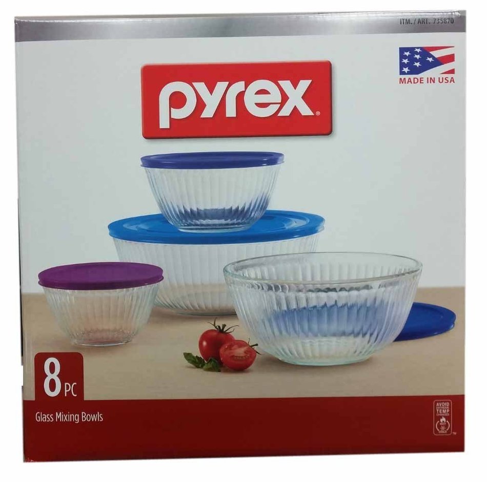 Pyrex 1112377 8-pc Sculptured Mixing Bowl Set N2