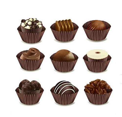 Astra shop 100 Count Brown Glassine Paper Chocolate & Candy Mini baking Cups / Mini Cupcake Liners 1.6" - Diameter