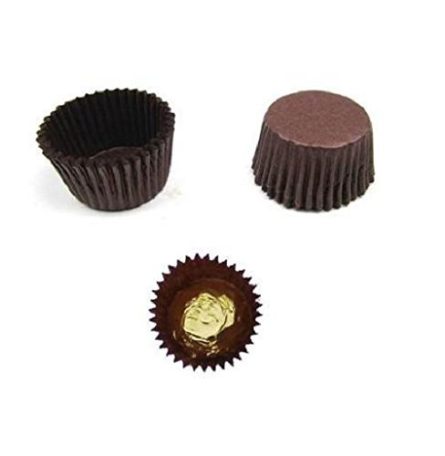 Astra shop 100 Count Brown Glassine Paper Chocolate & Candy Mini baking Cups / Mini Cupcake Liners 1.6" - Diameter N2