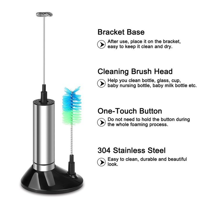 Powstro Handheld Electric Milk Frother,Stainless Steel Milk Frother Foamer Blender Espresso Cappucino Latte Maker... N7