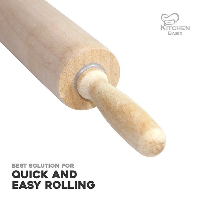 Rolling Pin - Classic Wood - Ideal for Baking Needs - Professional Dough Roller - Used by Bakers & Cooks for Pasta... N5