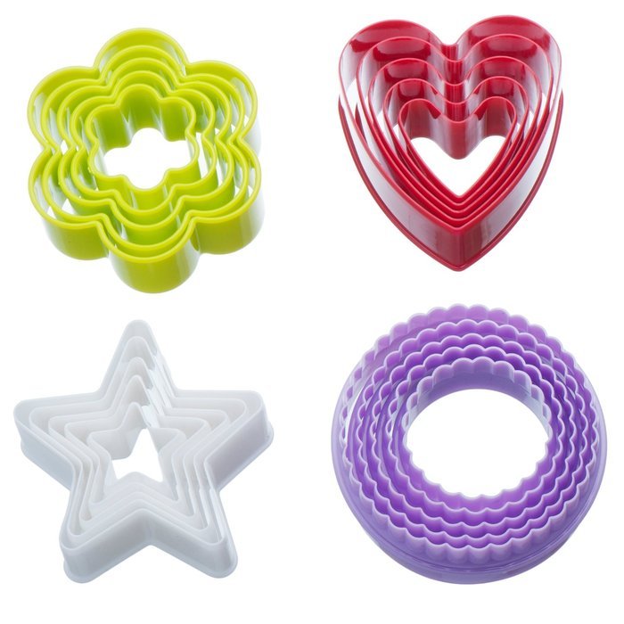 VonShef Plastic Colorful Cookie Cutter Set - 20 Piece
