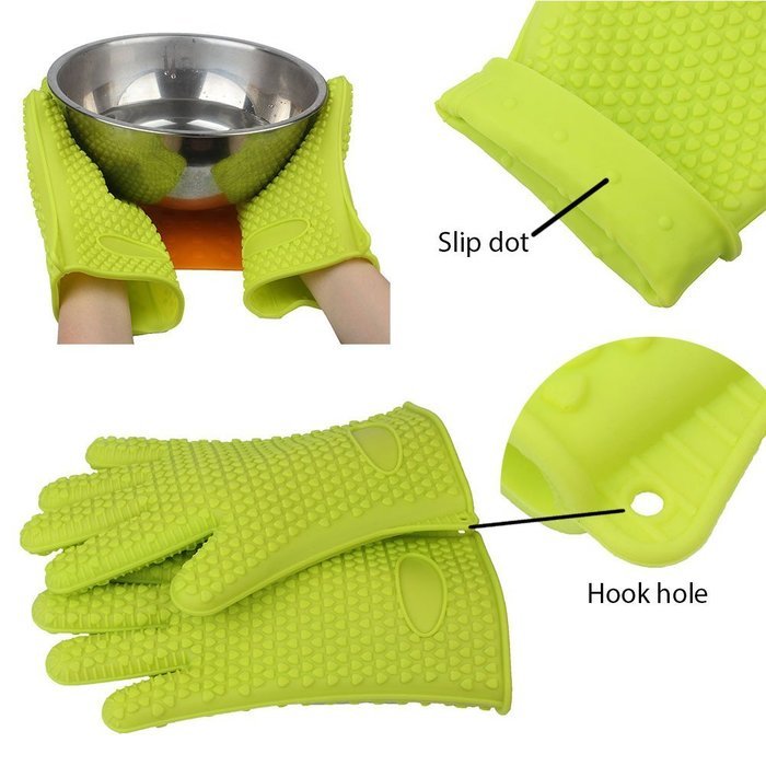 Foreasy New 5 Kinds BBQ Tool Sets,1 Pair Silicone Oven Mitts,1 Pair Meat Claws,1 BBQ Grill Thermometer,1 Pot Holder... N18