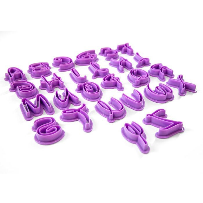 MyPhone Designs - Funky Uppercase Purple Alphabet Letters (26 pcs) And Numbers (10 pcs) Fondant Plastic Cookie... N3