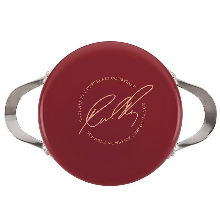 Rachael Ray Cucina Hard Porcelain Enamel Nonstick Covered Round Casserole, 4.5-Quart, Agave Blue N22