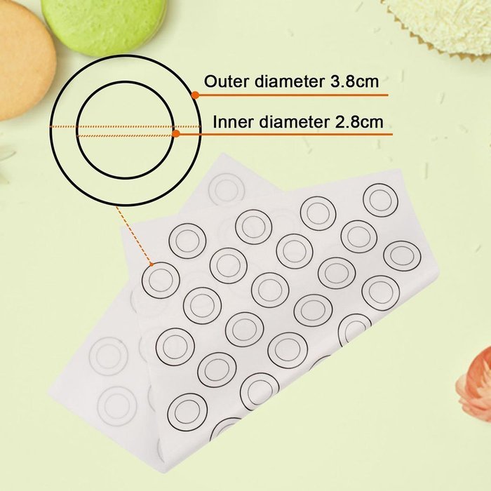 inkint 44 Circle Silicone Fiberglass Macaron Baking Mat Baking Mold Macaron Making Sheet with FDA Safety Standard... N4