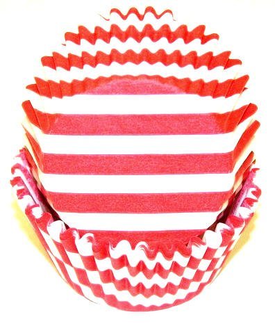 CakeSupplyShop CK8YU - 50Pack Red & White Stripes & Swirl Carnival Standard Cupcake Baking Cup Liners