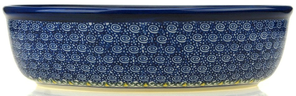 Ceramika Boleslawiecka Kalich Polish Hand Painted Oval Baking Dish - 9.75" x 6.75" x 2.75" (Blueberries) N4