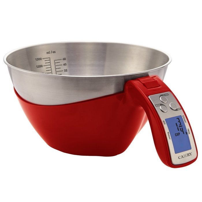Camry 11lb / 5kg Precision Digital Mixing Bowl Kitchen Scale Stainless Steel Five Measuring Modes (Black) N11