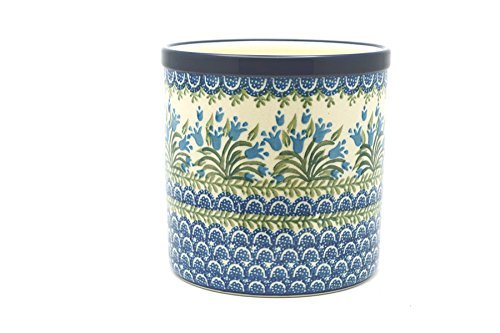 Polish Pottery Utensil Holder - Blue Bells