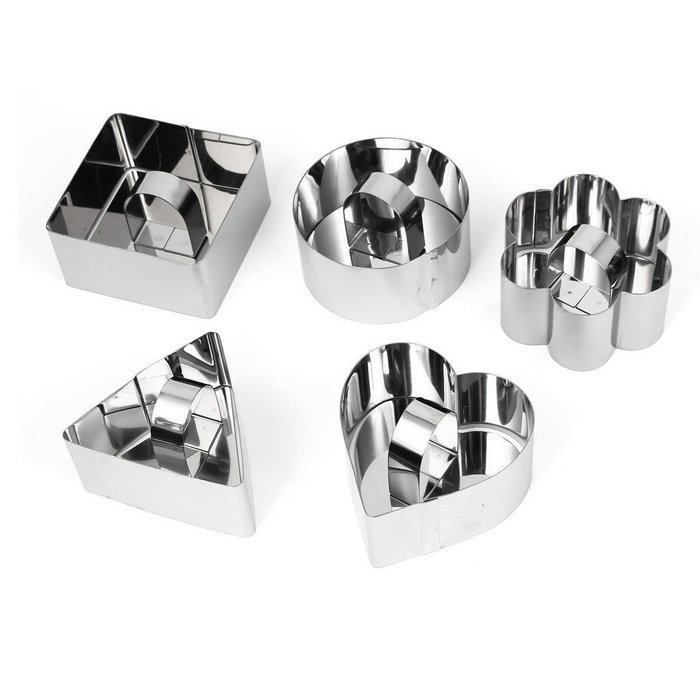uxcell Stainless Steel DIY Small Mousse Ring Lamy Cheese Cake Mold Food Moulding Tools (5 in 1)