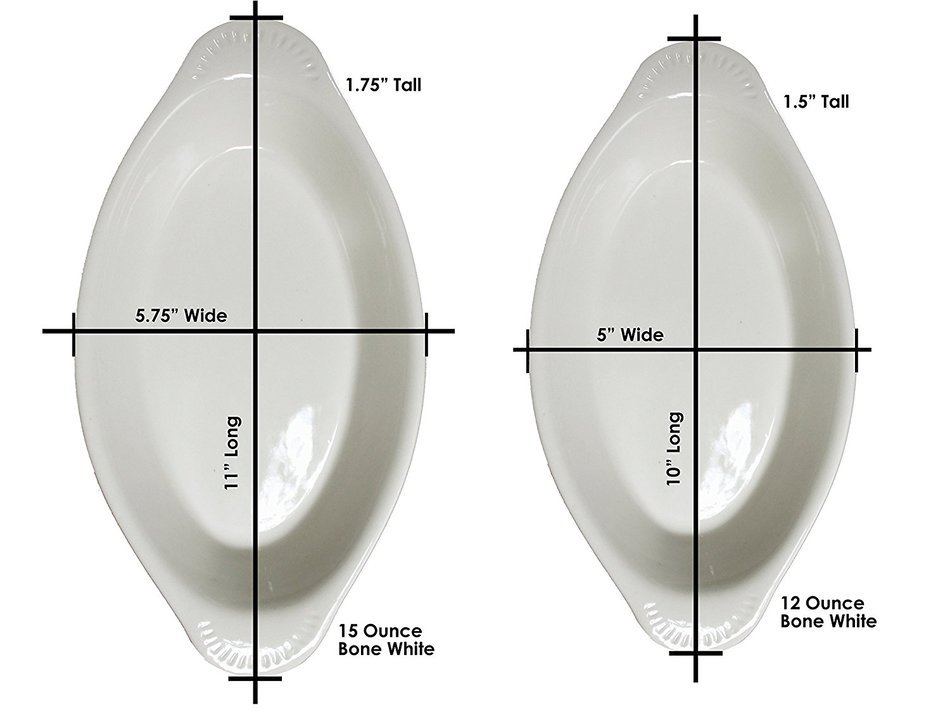 ITI Ceramic Oval Rarebit / Au Gratin Baking Dish with Pan Scraper, Set of 4 (15 Ounce, Bone White) N2