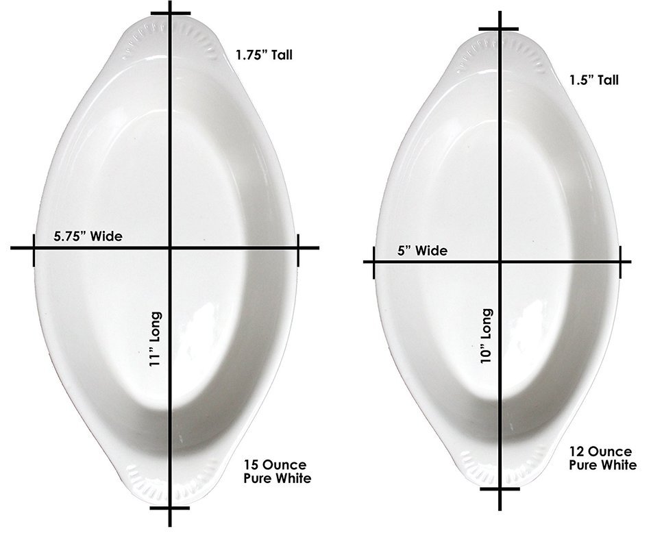 ITI Ceramic Oval Rarebit / Au Gratin Baking Dish with Pan Scraper, Set of 4 (15 Ounce, Bone White) N6