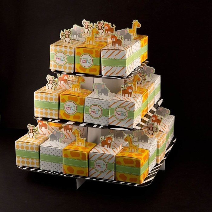 Adorox 12" 3 Tier Cardboard Cup Cake Holder Stand Tower (Round or Squared) Assorted colors (Black (1 pcs) Square) N3
