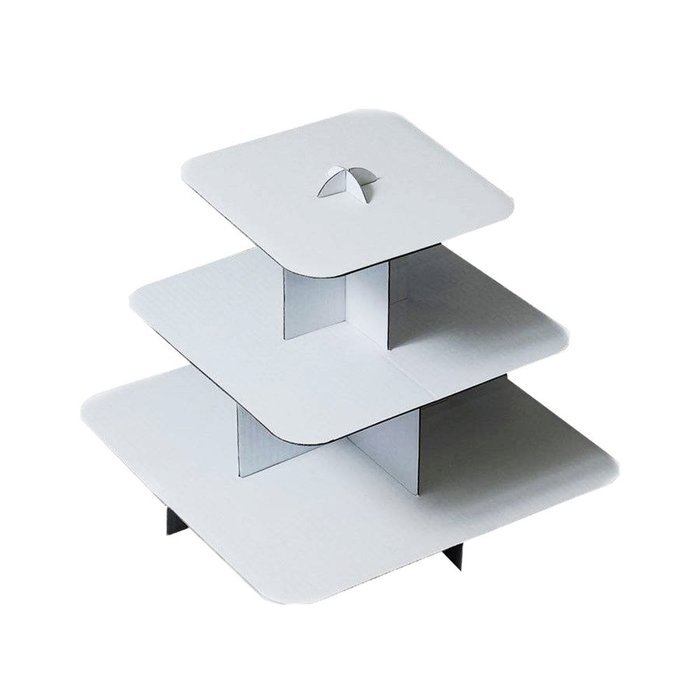 Adorox 12" 3 Tier Cardboard Cup Cake Holder Stand Tower (Round or Squared) Assorted colors (Black (1 pcs) Square) N6