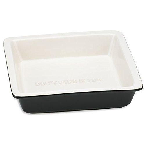 KSNY All in Good Taste Words B/W Square Baker, White