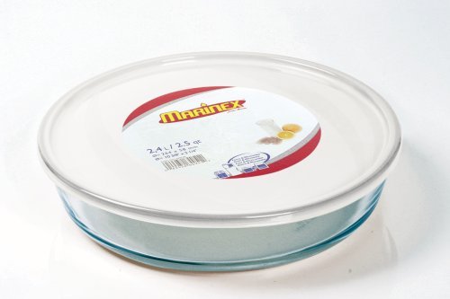 Marinex Bakeware Round Glass Roaster with Plastic Lid, 2.5-Quart