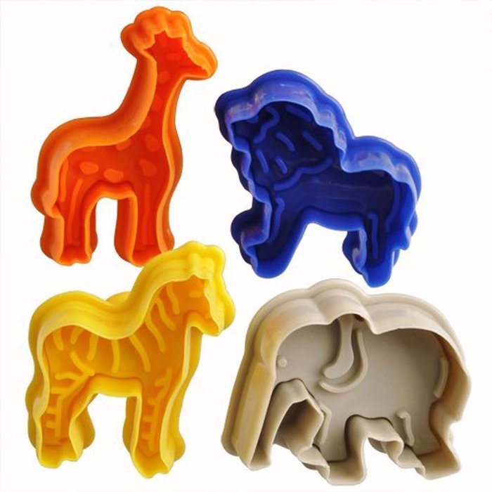 niceeshop(TM) Animal Shape Cake Fondant Plunger and Cutter (Set of 4,Random Color)