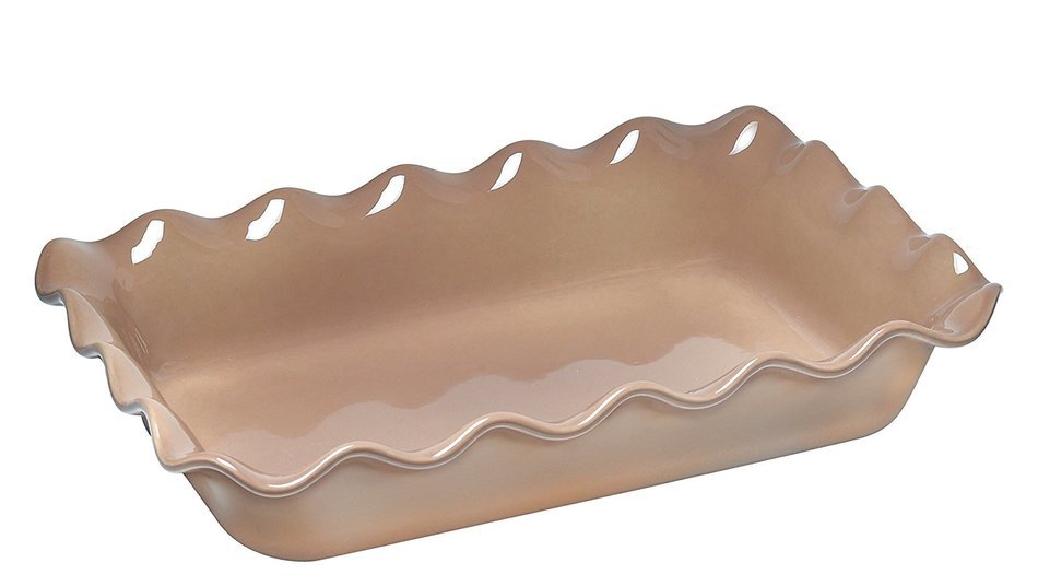 Emile Henry Oak Ruffled Rectangular Baker 10 X 14