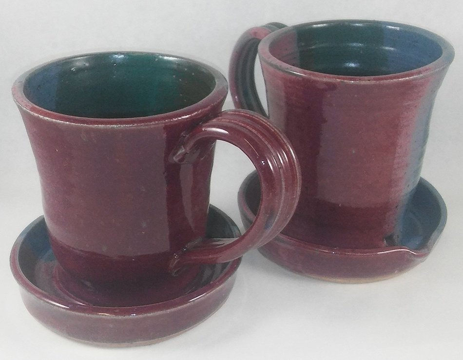 Aunt Chris' Pottery - Clay Bacon Cooker - Multi 3 Color Glazed - Heavy Hand Made - Unique New Way of Cooking Bacon N2
